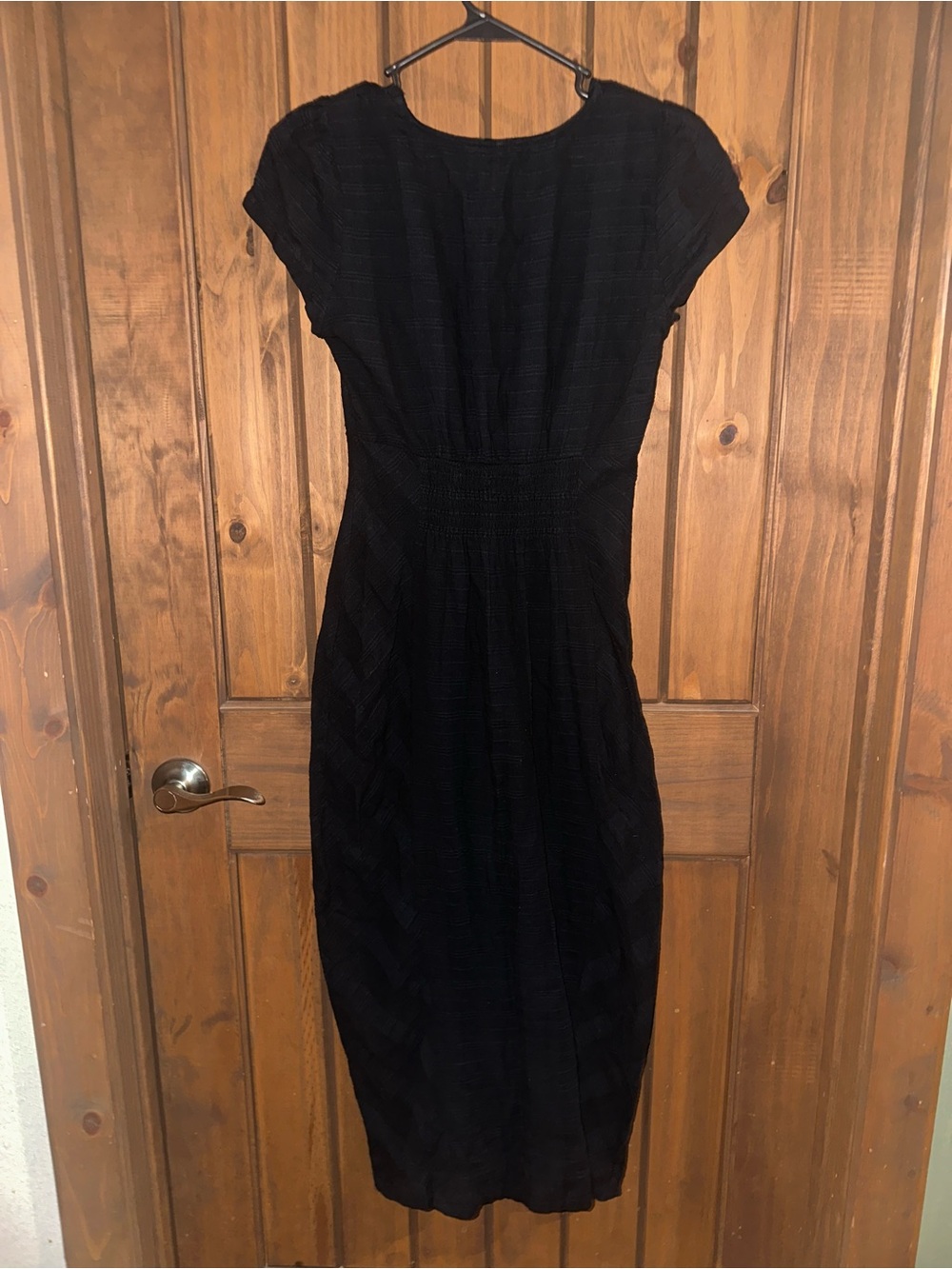 Free People Navy Button-Front V-Neck Midi Dress - Picture 7 of 9